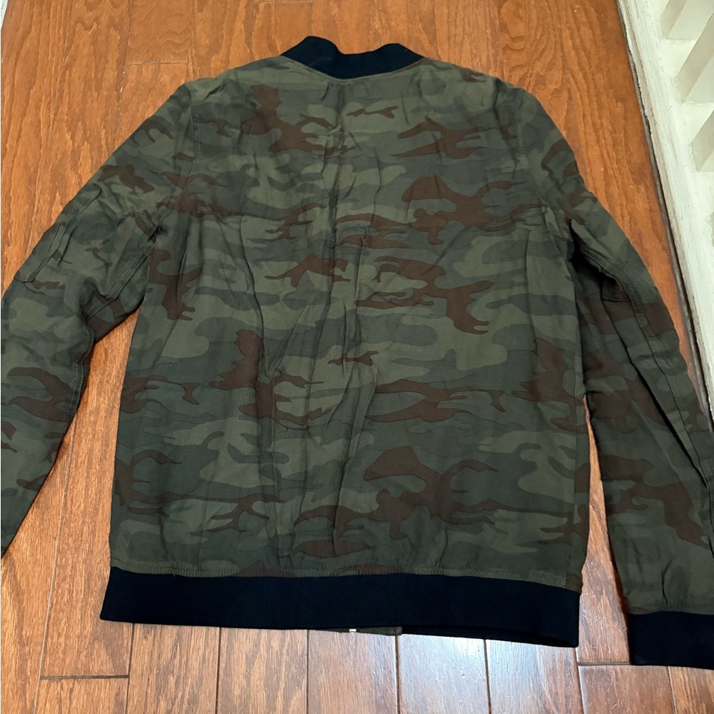 Anthropologie‎ Sanctuary Jacket Mens Small Green Camo Zip Up Short Bomber Moto - Picture 5 of 5